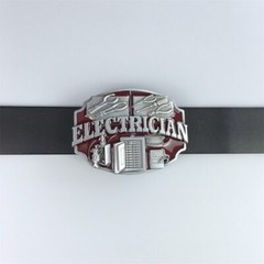 Antique Red Enamel Electrician Trades Tradesman Belt Buckle also Stock in US