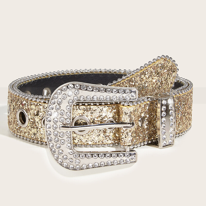 Western Crystal Studded Belt Cowgirl Cowboy Rhinestone Belt For Women Men
