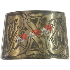 AAR Kilt Belt Buckle Brass Jet Black / Antique Finish Kilt Buckle Celtic Pattern