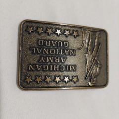 MICHIGAN ARMY NATIONAL GUARD Belt Buckle Framed With Stars Brass 2&Prime;X3&Prime;