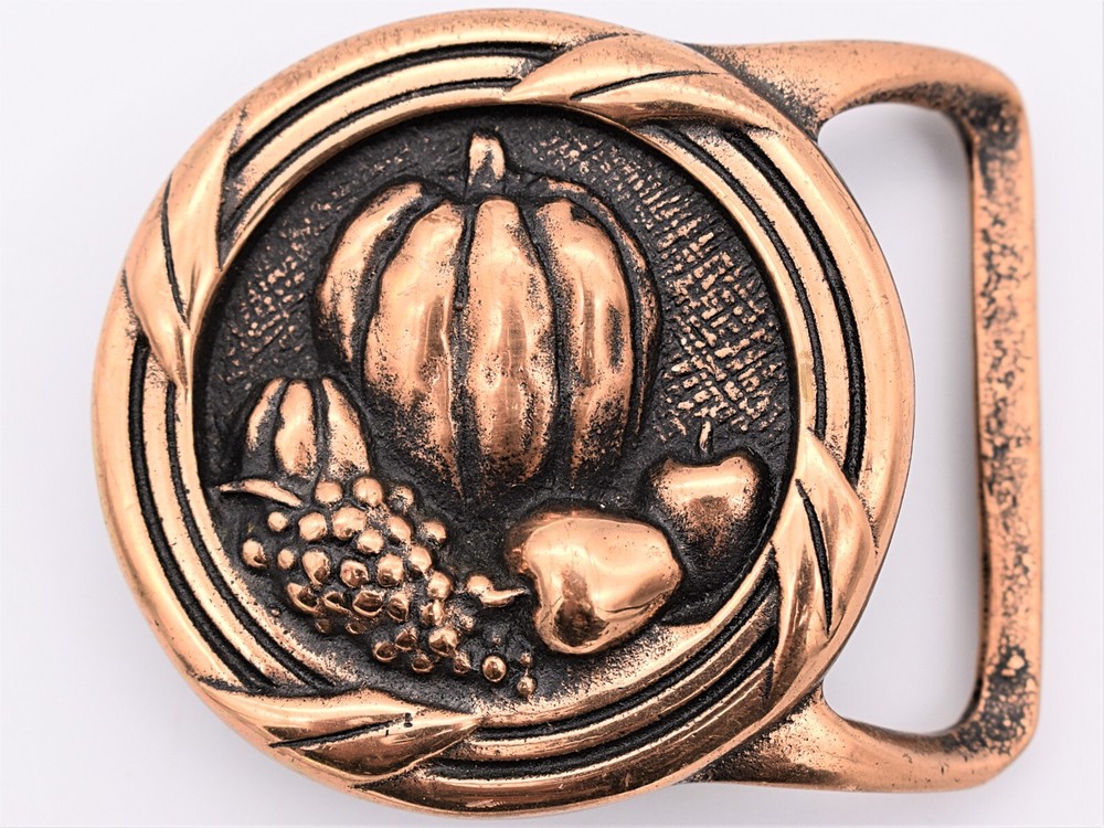 Tech Ether Guild « Harvest » 1970s Solid Brass Vintage Hippie Belt Buckle