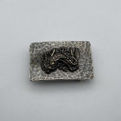 Vintage Old Silver Buckle,Mythology Dragon Fish- Auspicious Beast,Belt Hardwares