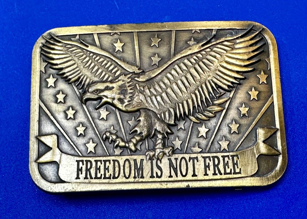 Freedom is Not Free Flying Eagle Stars Stripes Patriot 2014 Sponsor Belt Buckle