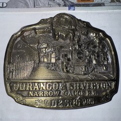 DURANGO & SILVERTON NARROW GAUGE RAILROAD SOLID BRASS BELT BUCKLE 1983