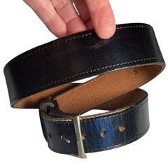 Marc Wolf Black Leather Plain Strap Men&rsquo;s Belt Size 36 Harness Buckle Snap