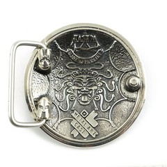 German silver belt buckle Spartan Shield, Ancient military Greece warrior buckle