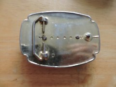 RECTANGULAR SHAPED BELT BUCKLE WITH OVAL TURQUOISE STONE 4X3 INCHES