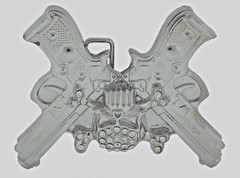 Skull Belt Buckles Gun Silver Metal Emblem Vintage Pirate Men Women BlingTattoo