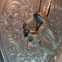 Gist Men&rsquo;s Western Oval Belt Buckle Eagle Floral Engraved 2-Tone 1.5in