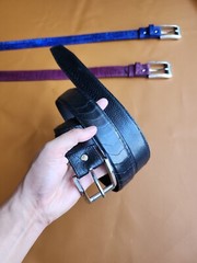 3.8CM Black 100% Genuine Ostrich Legs Leather Skin Men Belt Buckle-Handmade