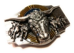 ✖ WESTERN STEER BULL Rope Cowboy Rodeo Style ✖ Belt Buckle ✖ Roping enamel USA