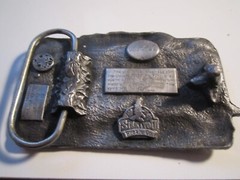 1986 LOCOMOTIVE TRAIN THEME BELT BUCKLE VERY HEAVY – GW-14