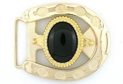 Natural Black 40×30 Onyx Western Horseshoe Belt Buckle EPBB99