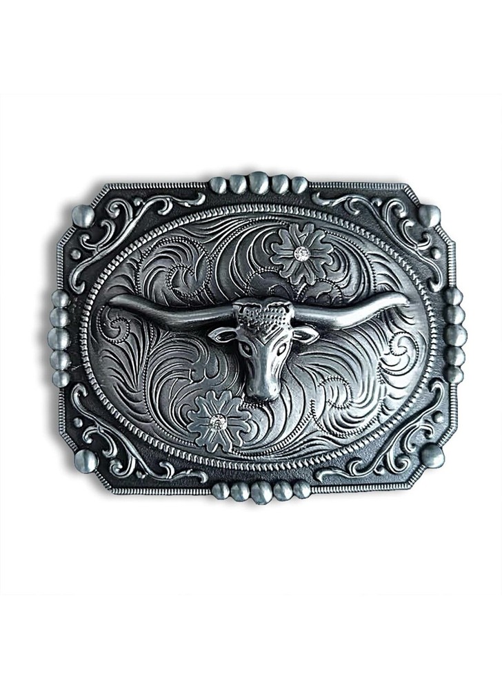 Western Cowboy Belt Buckle Longhorn Texas Bull Horse Buckles for Men Women