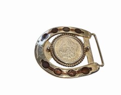Silver Dollar Coins Set in Western Belt Buckles