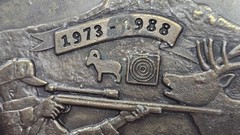 NRA Whittington Center Belt Buckle Mens Silver 1973-1988 Elk Deer Hunter USA