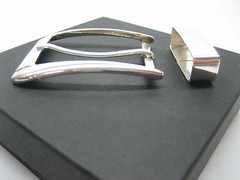 Sterling silver 925 two piece buckle set and Genuine Lizard 30 mm belt U.S.A..