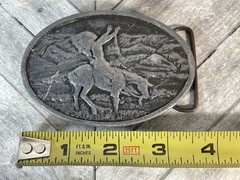 Bergamot Brass Works 1977 Belt Buckle American Indian On Horse