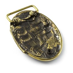 Brass belt buckle Frigate, Sailship buckle, Brigantine, Barque, Warship buckle