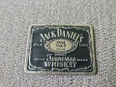 Vintage JACK DANIELS Belt Buckle WHISKEY Black Enamel WESTERN Cowboy Liquor