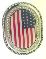US Flag Belt Buckle American Men Women Happy 4th Gift Western Silver Rodeo Style