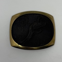 Vintage 1978 Steven L Knight Sculpture Pheasant Solid Bronze Belt Buckle