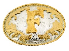 INITIAL F LETTER f MEN WOMEN RODEO REALLY COWBOY STYLE GOLD METAL BELT BUCKLE
