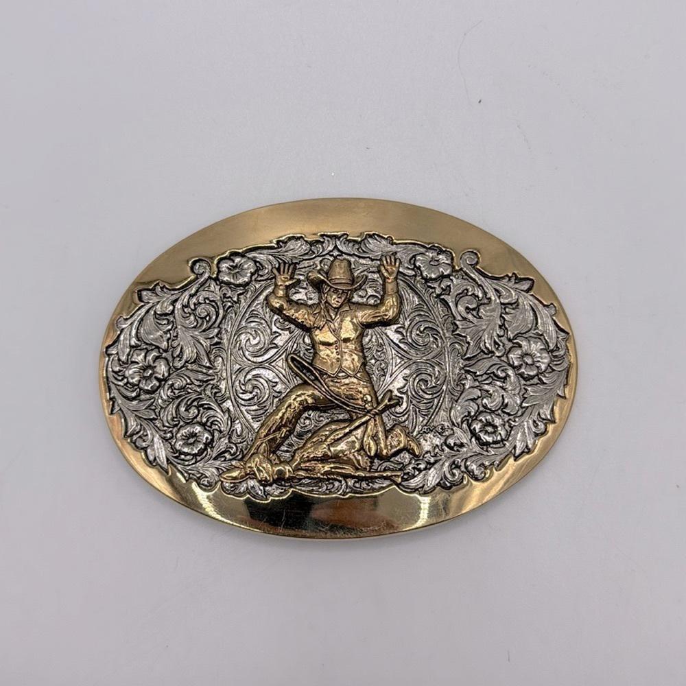 Award Design Medals Cowgirl Western Rodeo Belt Buckle Silver Gold 24KP