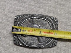 vintage USA made HORSE belt buckle EQUESTRIAN cowboy WESTERN pewter