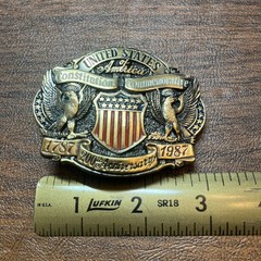US Constitution Commemorative 3”Brass Belt Buckle 1787-1987 Limited Edition NWOT