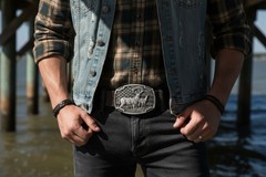 Men Dark Silver Color Metal Belt Buckle Deer Nature Hunter Western Biker Fashion