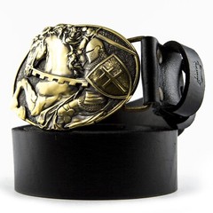 Belt buckle Fighting Knight, Medieval military solid brass belt buckle