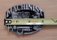 Machinist Tradesman Commemorative Belt Buckle Pewter finish black enamel inlay