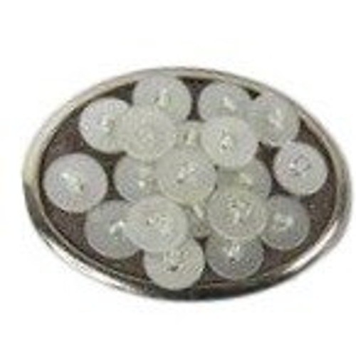 Silver Oval Belt Buckle Clear Button Cluster Textured Modern Artistic Design