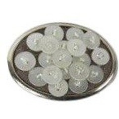 Silver Oval Belt Buckle Clear Button Cluster Textured Modern Artistic Design