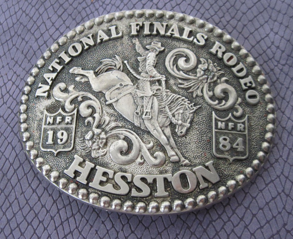 Vintage Hesston 1984 National Finals Rodeo Belt Buckle Fred Fellows