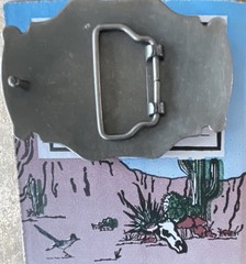 Western Floral Silver Tone Belt Buckle w/ Yellow Oval Stone Fits 1.5in