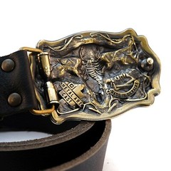 American Bison Buffalo Skull, Longhorn Cattle Buffalo Bison Skull belt buckle,