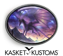 Dragon Belt Buckle – Gothic Sci-fi Fantasyland Handmade Silver Oval Buckle – 717