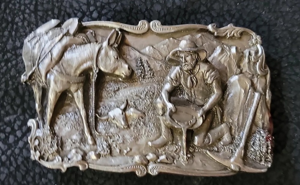 Vintage Arroyo Grande Buckle Co. 1981 B-10 Gold Mining Panning Belt Buckle!