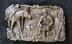Vintage Arroyo Grande Buckle Co. 1981 B-10 Gold Mining Panning Belt Buckle!