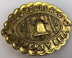 Liberty Bell 200 Years Ago Men’s Belt Buckle Beautiful Gold Finish 3.75&Prime; x 2.5&Prime;