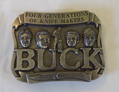 Buck Knives Smoky Mtn Belt buckle four generations of knife makers pewter