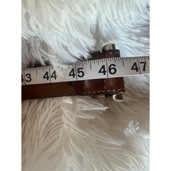 Tommy Hilfiger Brown Leather Belt Silver Buckle Stitched Casual Dress Size 40