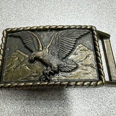 Vintage Brass Eagle Belt Buckle Western Cowboy Americana Mountain Design