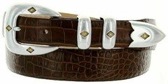 Tuscon Gold Men&rsquo;s Italian Calfskin Genuine 36, Style C-alligator Brown
