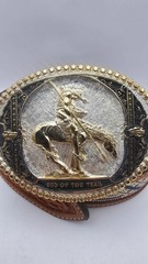 Montana Silversmiths Western Belt Buckle End of the Trail & Custom 48&Prime; Belt
