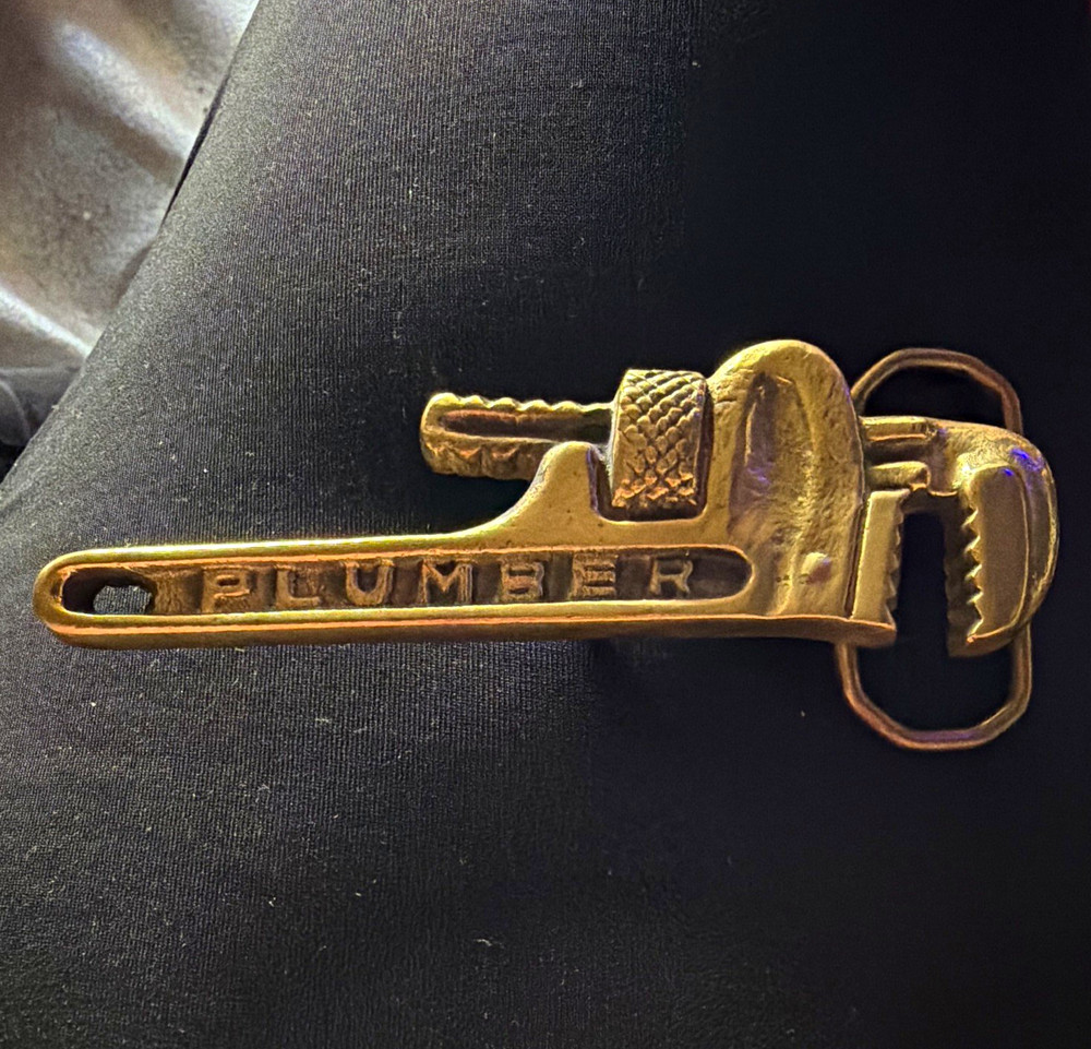 Bergamot Brass Works Vintage Plumber Tools Brass Belt Buckle 1.5in F141