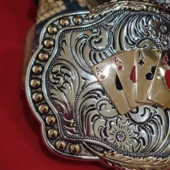 Four Aces Western Belt Buckle Cowboy Rodeo Jeans Buckle Silver-tone