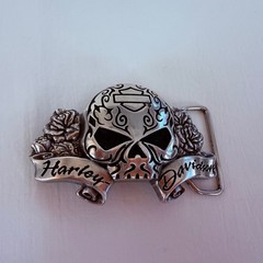 Harley-Davidson Belt Buckle Unisex Silver Sugar Skull 2013 Rose Biker Accessory